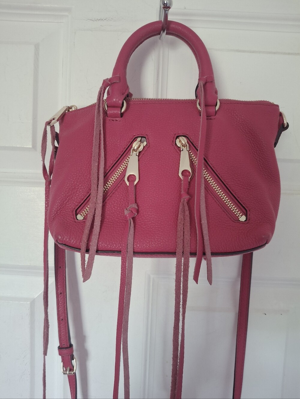 Rebecca Minkoff Pink Micro Moto Leather Satchel